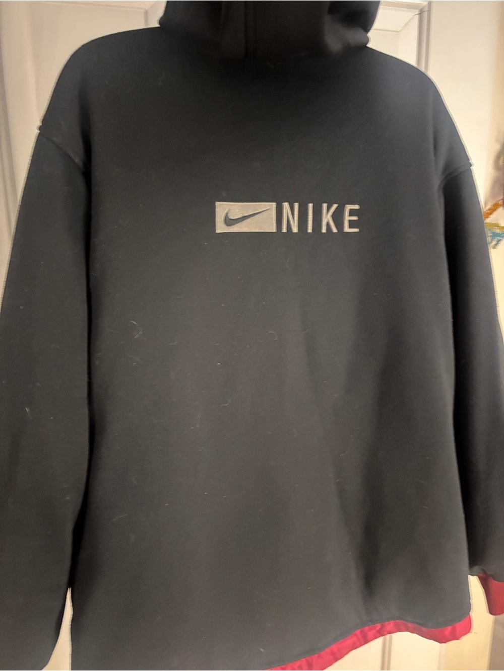 Nike Reversible hooded jacket red/gray XL y2k